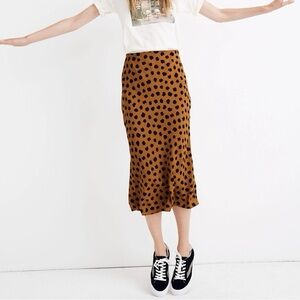 Madewell Midi Stylish Brown Polka Dot Painted Spots Slip Skirt Size 4
